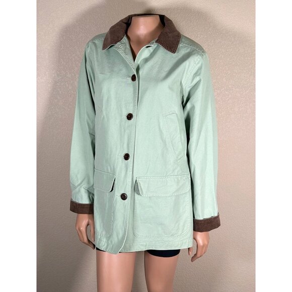 L.L. Bean Jackets & Blazers - L.L. Bean Canvas Field Chore Barn Jacket Mint Green Brown Corduroy 0WY22
